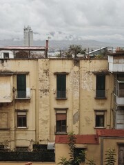 Old historic Italian architecture. Traditional European old town buildings in Naples, Italy. Vacation travel background