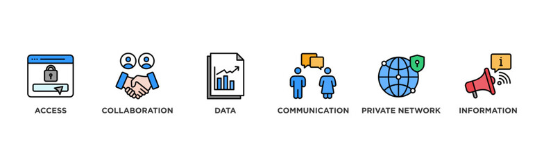 Intranet banner web icon vector illustration concept for global network system with icon of access, collaboration, data, communication, private network, and information technology