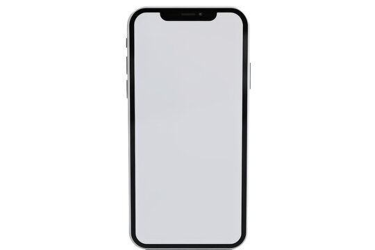 Black and White Iphone With Blank Screen. On a Transparent Background.