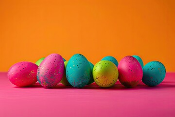 Obraz premium Colorful Easter Eggs in a Neston Vibrant Background