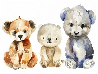 Adorable baby animal stickers in watercolor soft fur