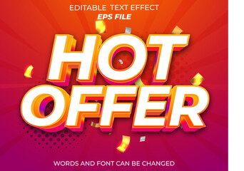 hor offer text effect, font editable, typography, 3d text. vector template