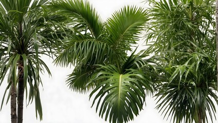 The bright green foliage of a tropical palm, meticulously isolated for a clear cut-out effect Generative AI