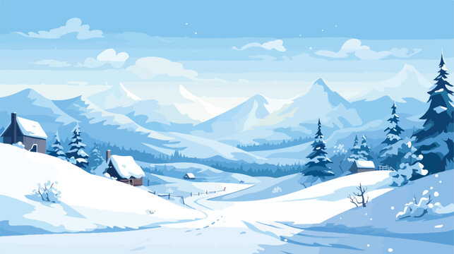 Flat winter mountain landscape cold time snowfall 