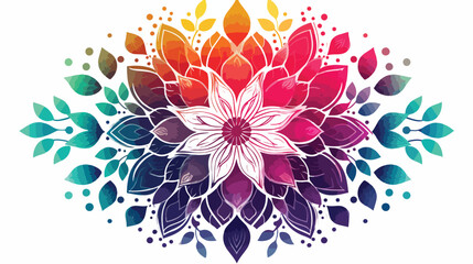 Flower Mandala Background with flat color style flat