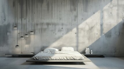Contemporary Bedroom Interior with Minimalist Design AI Generated.