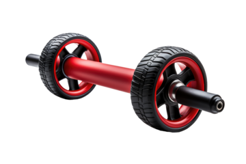 Red and Black Exercise Wheels. On a White or Clear Surface PNG Transparent Background.