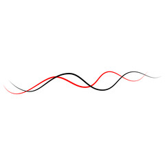 Vector Intertwined red and black thread lines