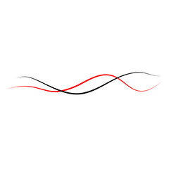 Vector Intertwined red and black thread lines