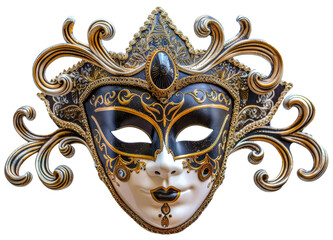 Decorative carnival blue mask with golden details