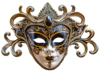 Decorative carnival blue mask with golden details