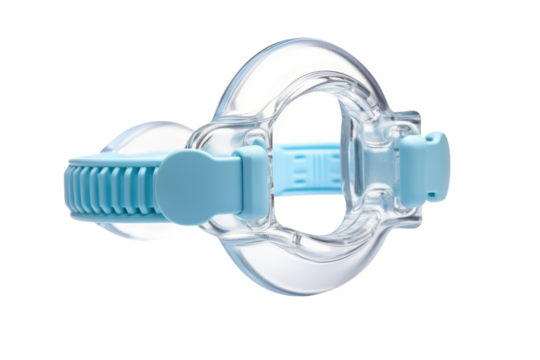 Clear and Blue Pacifier With Blue Handle. On a Transparent Background.