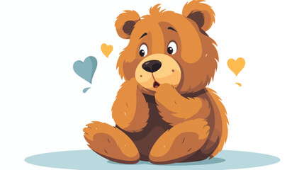 Funny cartoon bear with thought bubble flat vector 