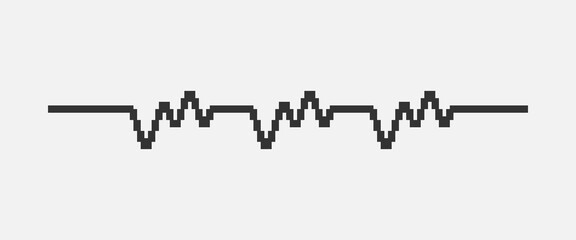 Fototapeta na wymiar black and white simple flat 1bit vector pixel art of heartbeat cardiogram line