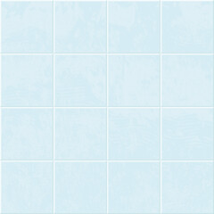 Seamless square grungy textured pattern of light blue ceramic tiles