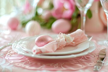 Easter Place Happy Easter pink table