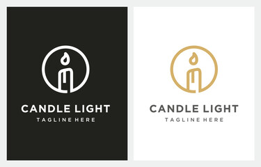Luxury Elegant Candle Light Linear logo design inspiration