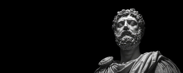 Fototapeta premium Portrait of a gentle and flawless stoic marble statue. Perfect for background and quotes. With copy space.