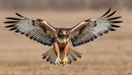A Hawk With Its Wings Spread Wide In Flight