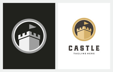 Castle Tower Fortress Chess logo design inspiration - obrazy, fototapety, plakaty