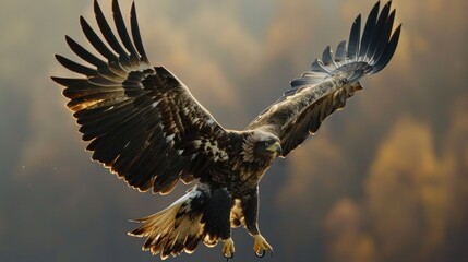 Golden eagle close-up portrait. Bird of prey. Wildlife scene from nature