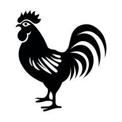 black vector rooster icon on white background