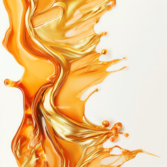 abstract liquid orange and gold paint background