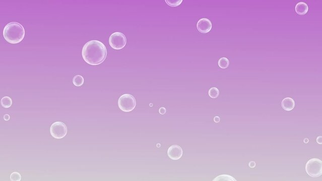 Transparent bubbles on pink background. Motion graphic