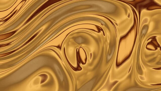 Seamless abstract wavy psychedelic background for loop playback in tone of golden color contour lines
