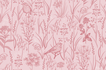 Naklejka premium Vintage Floral spring seamless pattern.