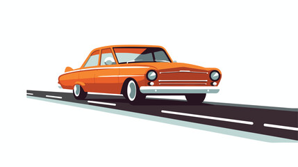 Car design passing the highway  flat vector isolated