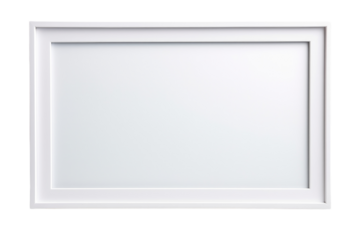 White Frame on White Wall. On a White or Clear Surface PNG Transparent Background.