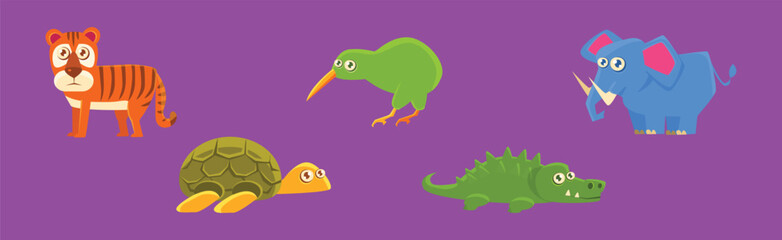 Wild African Animal and Zoo Beast Vector Set