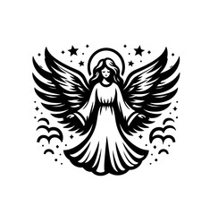 Obraz premium angel graphic vector illustration in vintage style for streetwear and urban style t-shirts design, hoodies 