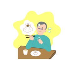 喉に餅を詰まらせるシニア男性