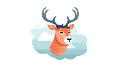 Cartoon stag head with thought bubble flat vector