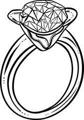 Sparkling diamond engagement ring with a delicate floral design SVG vector art illustration