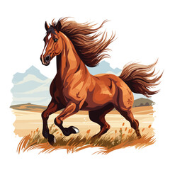 A majestic horse illustration galloping