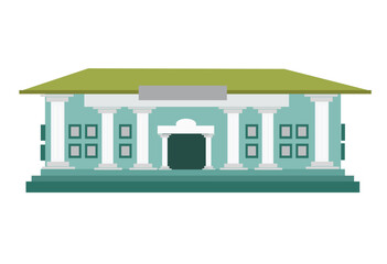 One Storey neoclassical building that could a hospital, bank, residence or government hall. Editable Clip Art.