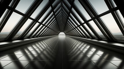 Symmetrical futuristic corridor design - obrazy, fototapety, plakaty