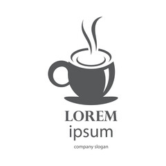 logo design of hot coffee in a glass with smoke