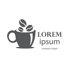 logo design of hot coffee in a glass with smoke