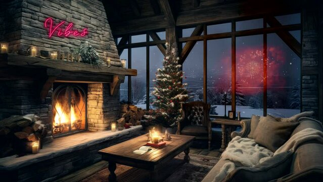 Fireside Festivities: Christmas Cheer in the Living Room, Bonfire Glow, and Snowy Serenity