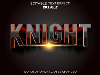 knight text effect, font editable, typography, 3d text. vector template