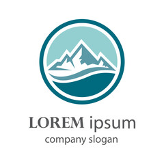 high and snowy mountain logo design