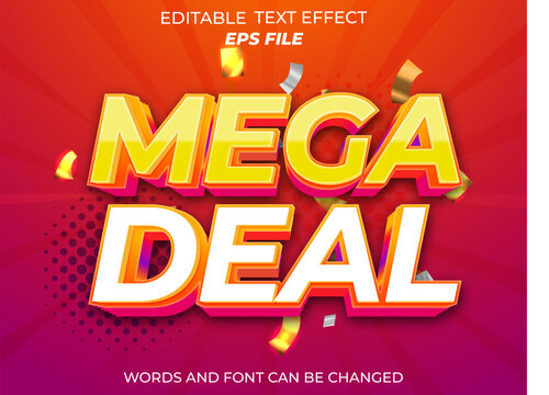 mega deal text effect, font editable, typography, 3d text. vector template