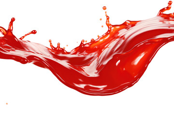Red Liquid Splashing on White Background. On a White or Clear Surface PNG Transparent Background.