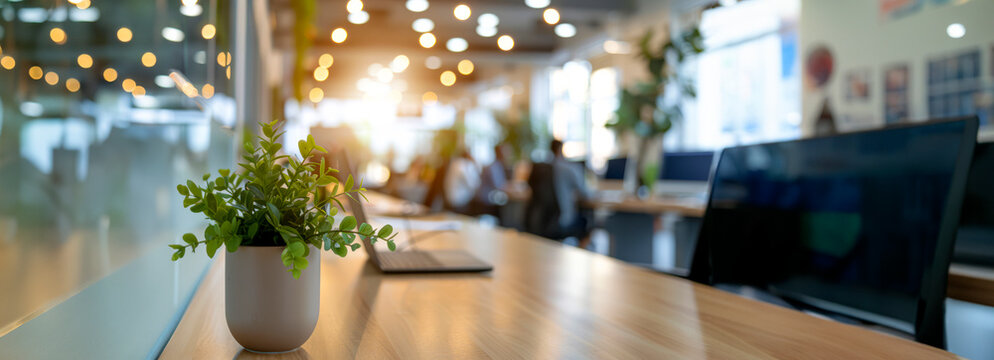 Blurred Casual Business Office Scene with Bokeh Background: Creative Content for Image Banks