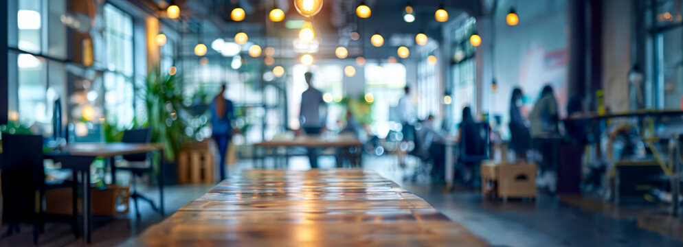 Dynamic Business Environment: Blurred Casual Professionals in Office Setting with Bokeh Background