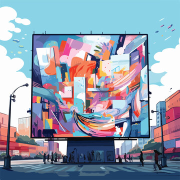 A modern digital billboard illustration showcasing